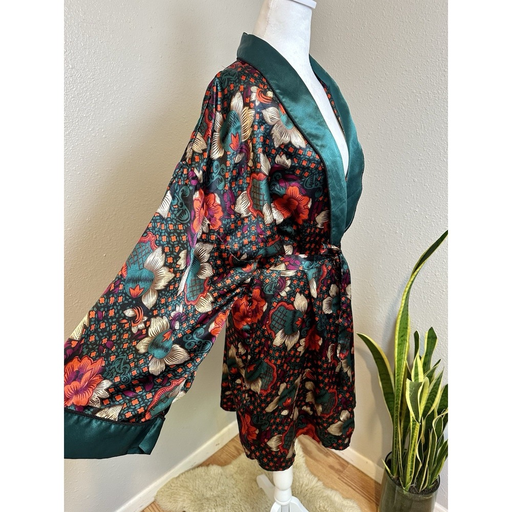 Vintage J.O.‎ Intimates Floral Paisley Kimono Robe Silky Lightweight Women's M/L